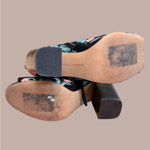 Rebecca Minkoff Floral Embroidered Ankle Boots Size 10 - Picture 5 of 12